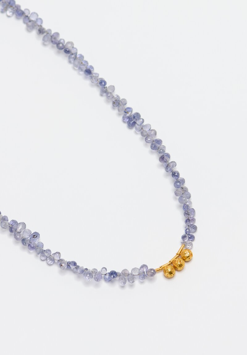 Greig Porter 18K Hammered Gold Bead & Iolite Necklace