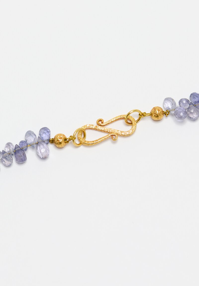 Greig Porter 18K Hammered Gold Bead & Iolite Necklace