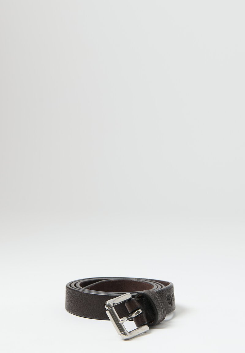 Massimo Palomba Small Leather Selleria Stainless Steel Buckle Belt in Ebano Dark Brown