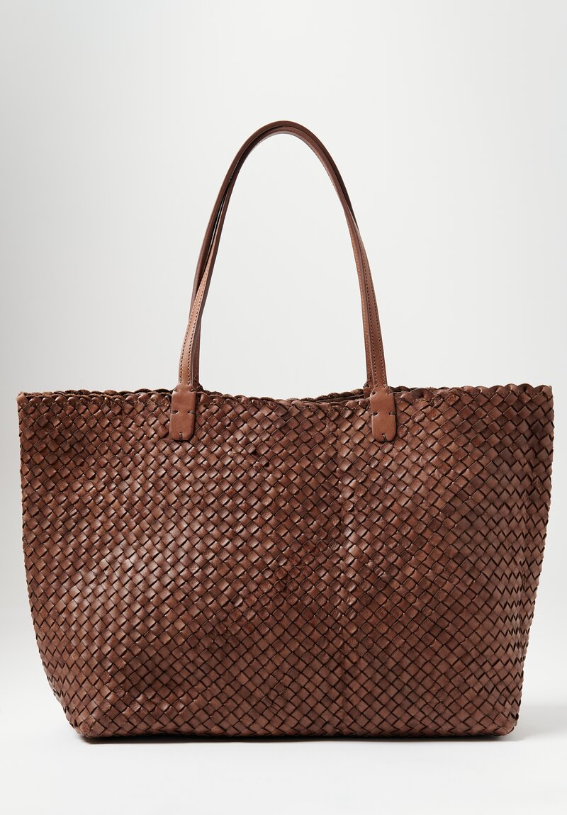 Massimo Palomba Coimbra Wood Basket Weave Wide Tote Giandoia Brown	