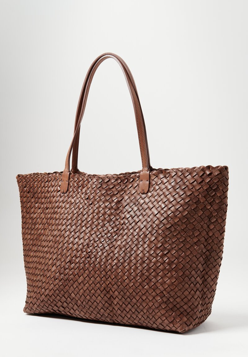 Massimo Palomba Coimbra Wood Basket Weave Wide Tote Giandoia Brown	