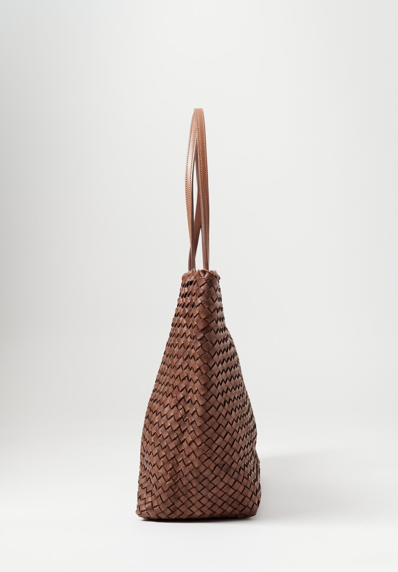 Massimo Palomba Coimbra Wood Basket Weave Wide Tote Giandoia Brown	