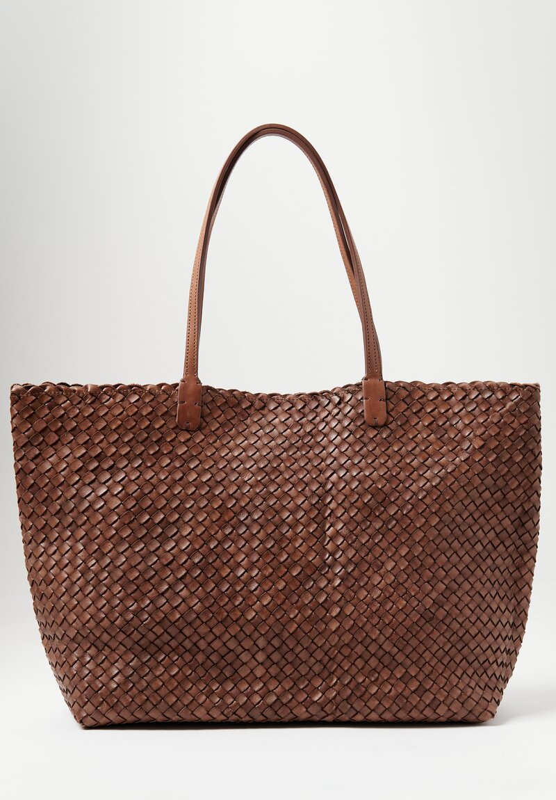 Massimo Palomba Coimbra Wood Basket Weave Wide Tote Giandoia Brown	