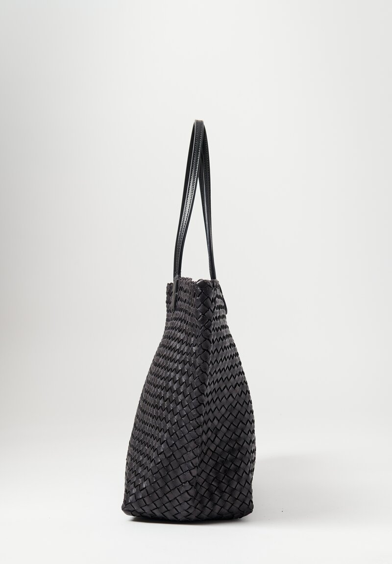 Massimo Palomba Coimbra Wood Basket Weave Wide Tote Black	