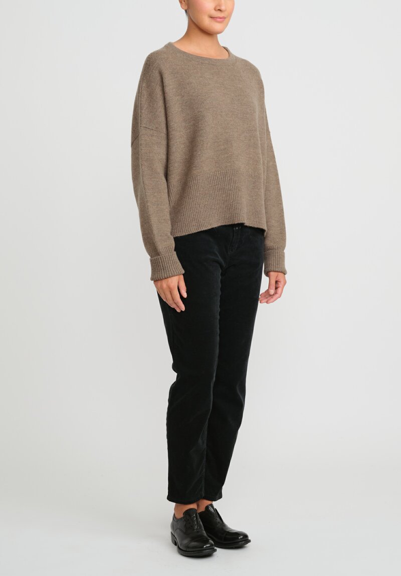 Lauren Manoogian Wool and Baby Alpaca Crewneck Sweater in Mushroom Brown