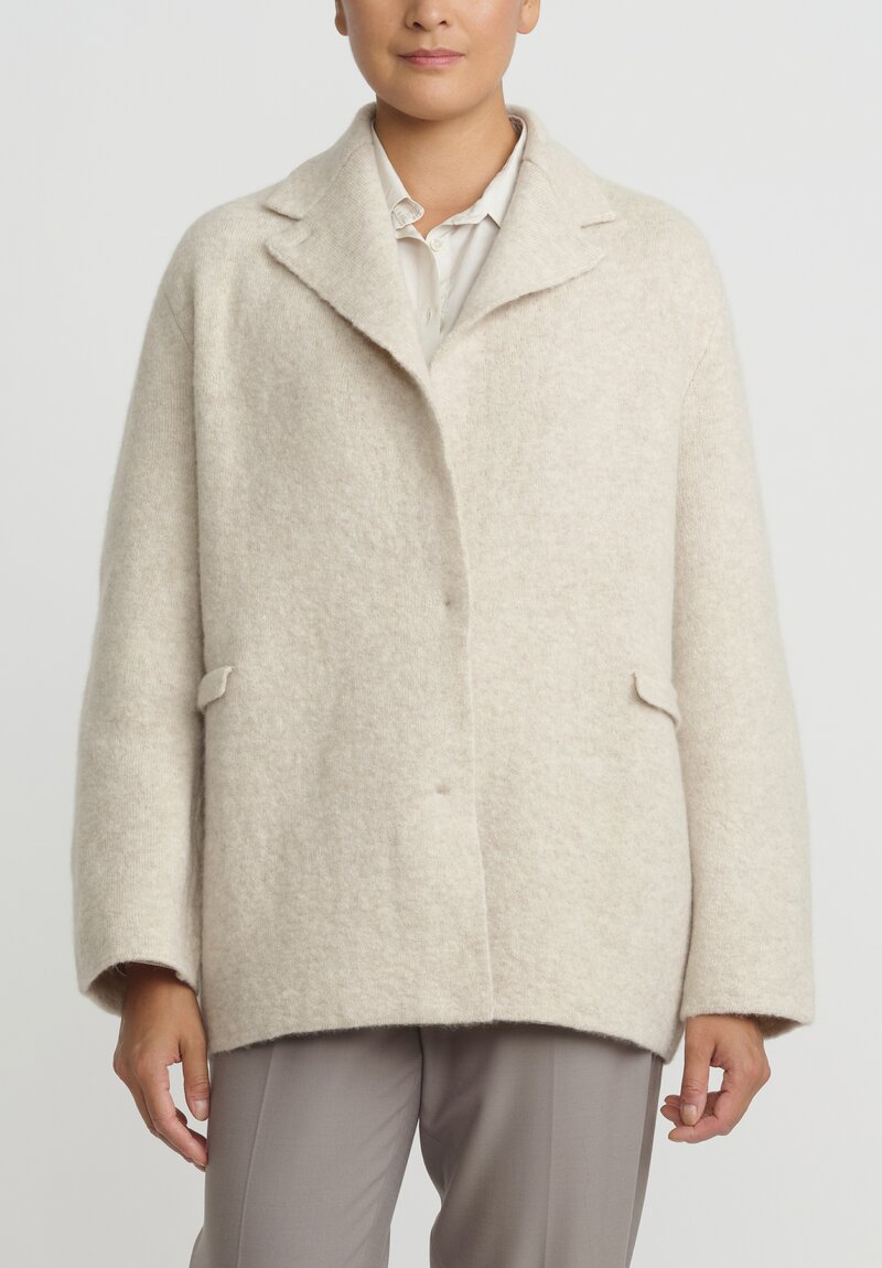 Boboutic Cashmere & Silk Knit Jacket in Natural