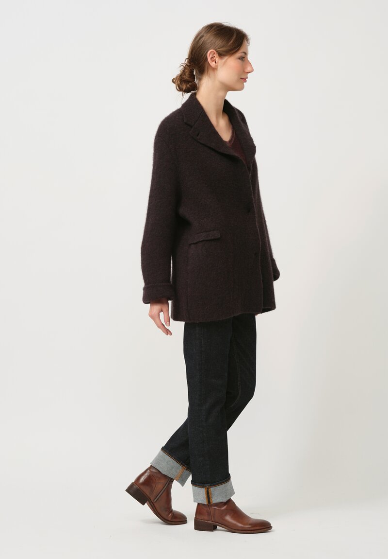 Boboutic Cashmere & Silk Knit Jacket in Ebano Brown	