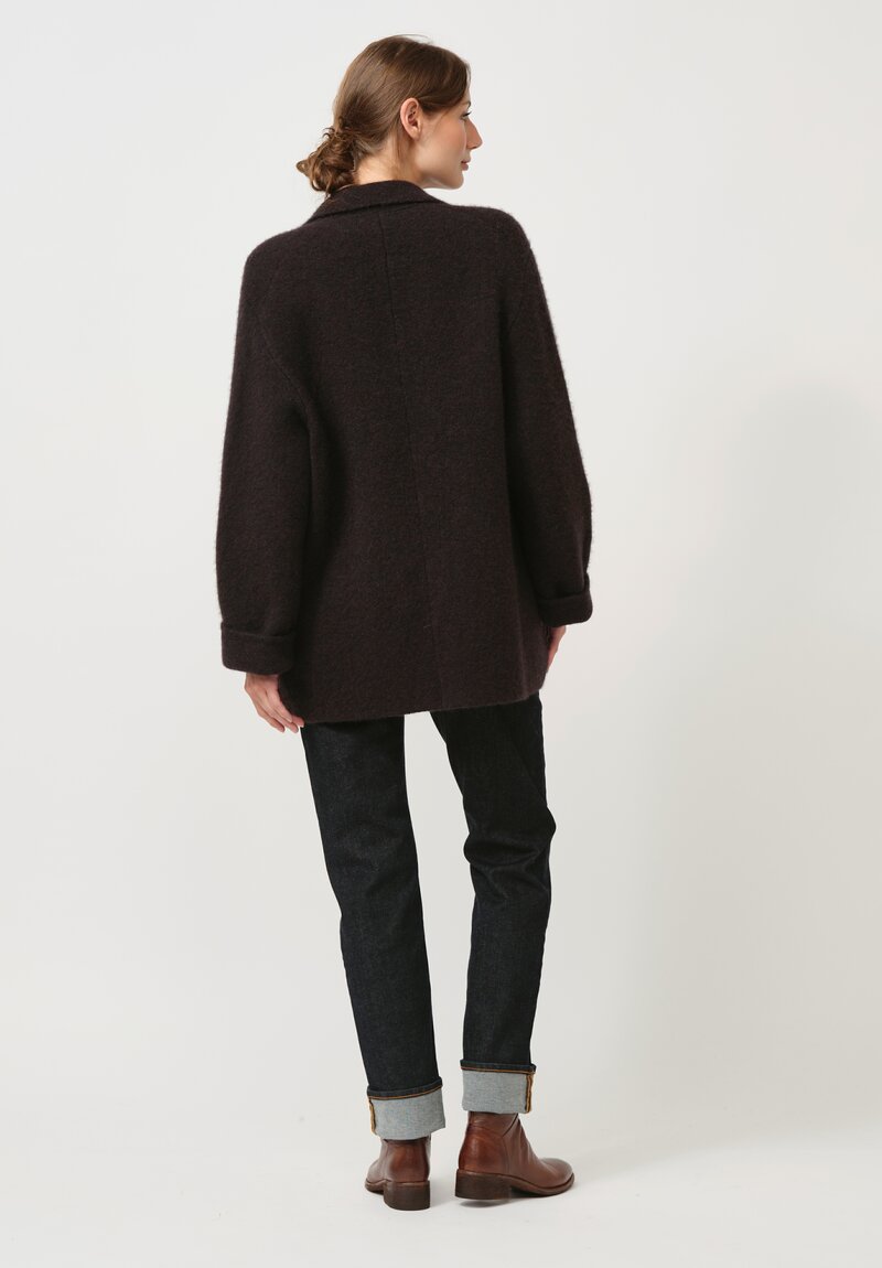 Boboutic Cashmere & Silk Knit Jacket in Ebano Brown	