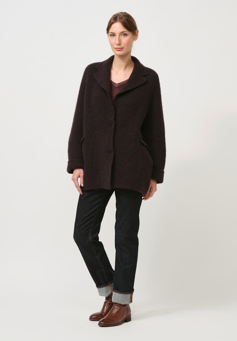 Boboutic Cashmere & Silk Knit Jacket in Ebano Brown	