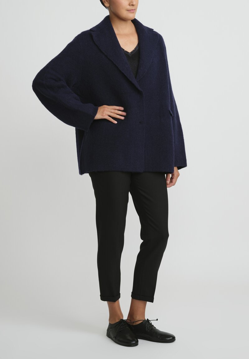 Boboutic Cashmere & Silk Knit Jacket in Navy Blue