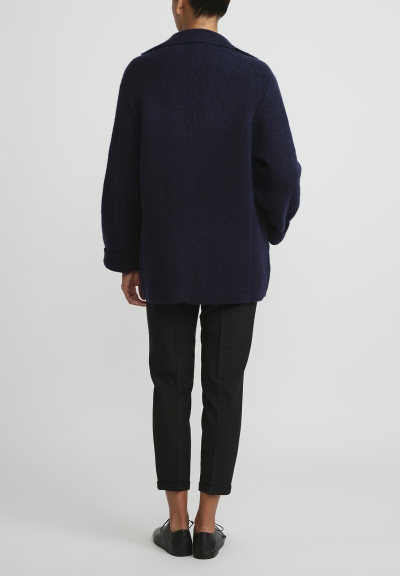 Boboutic Cashmere & Silk Knit Jacket in Navy Blue