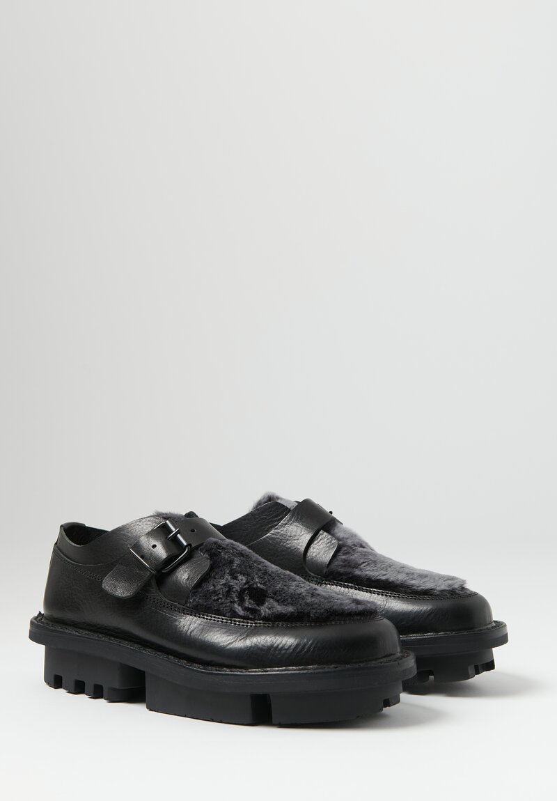 Trippen Sheep Skin & Leather Transform Shoe in Black