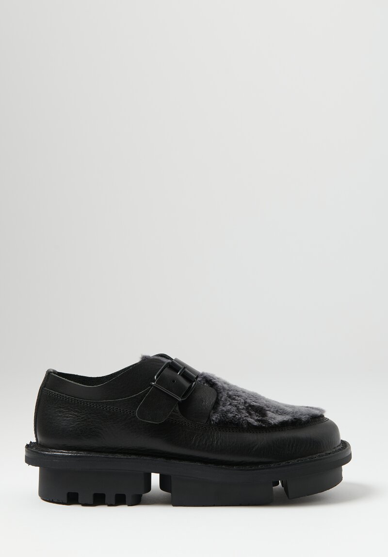 Trippen Sheep Skin & Leather Transform Shoe in Black