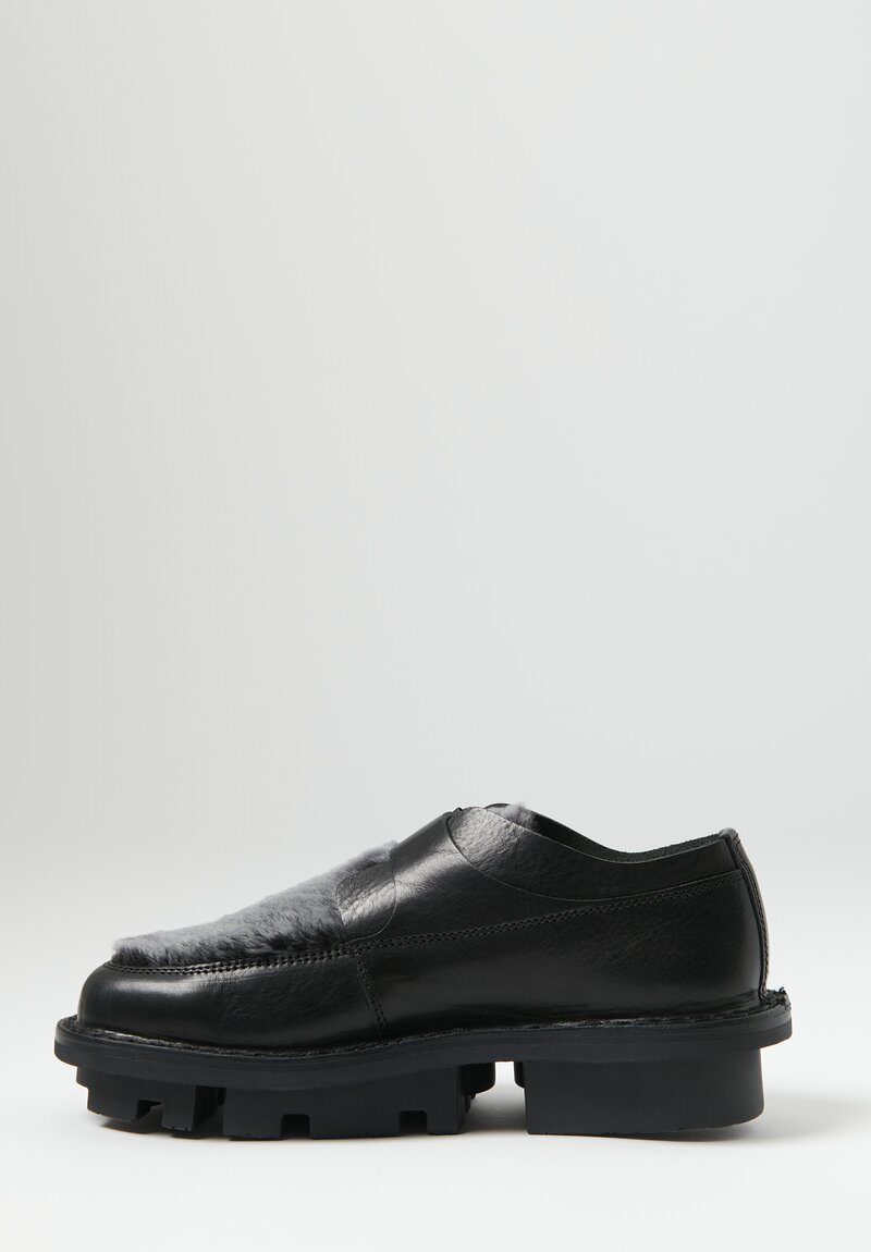 Trippen Sheep Skin & Leather Transform Shoe in Black