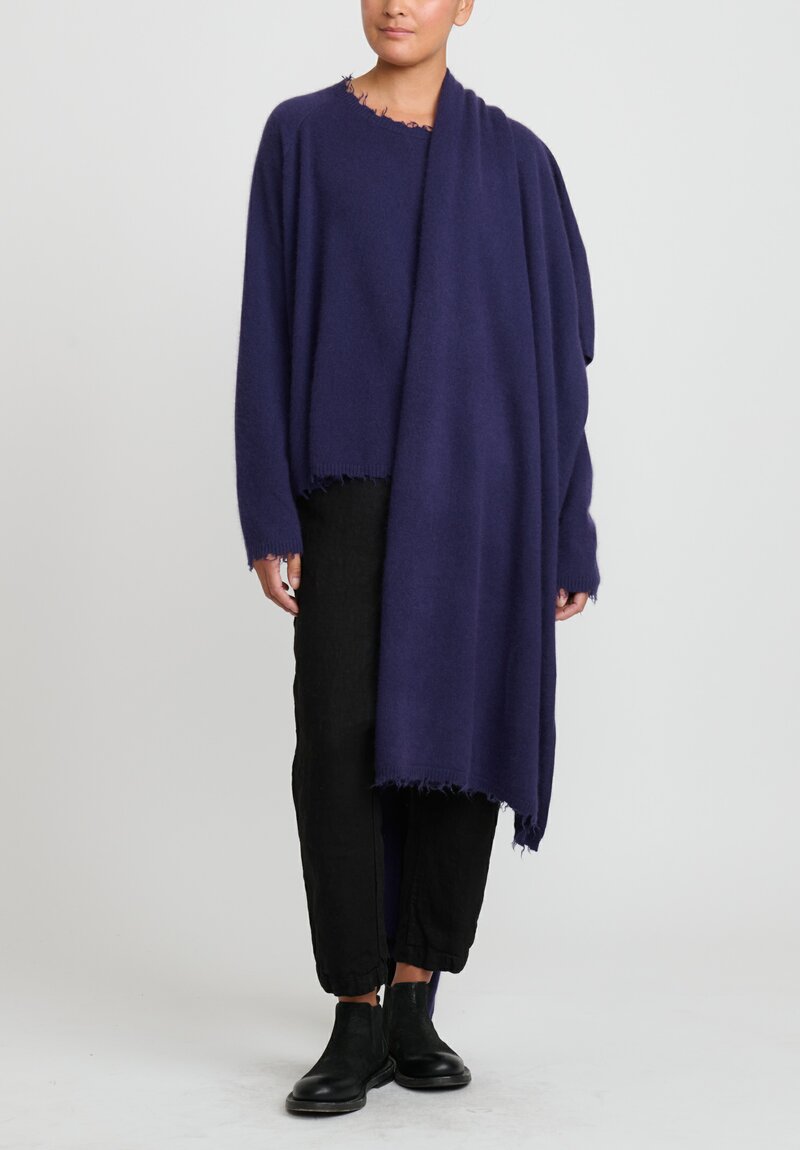 Rundholz Dip Wool and Raccoon Hair Scarf in Purple Grape