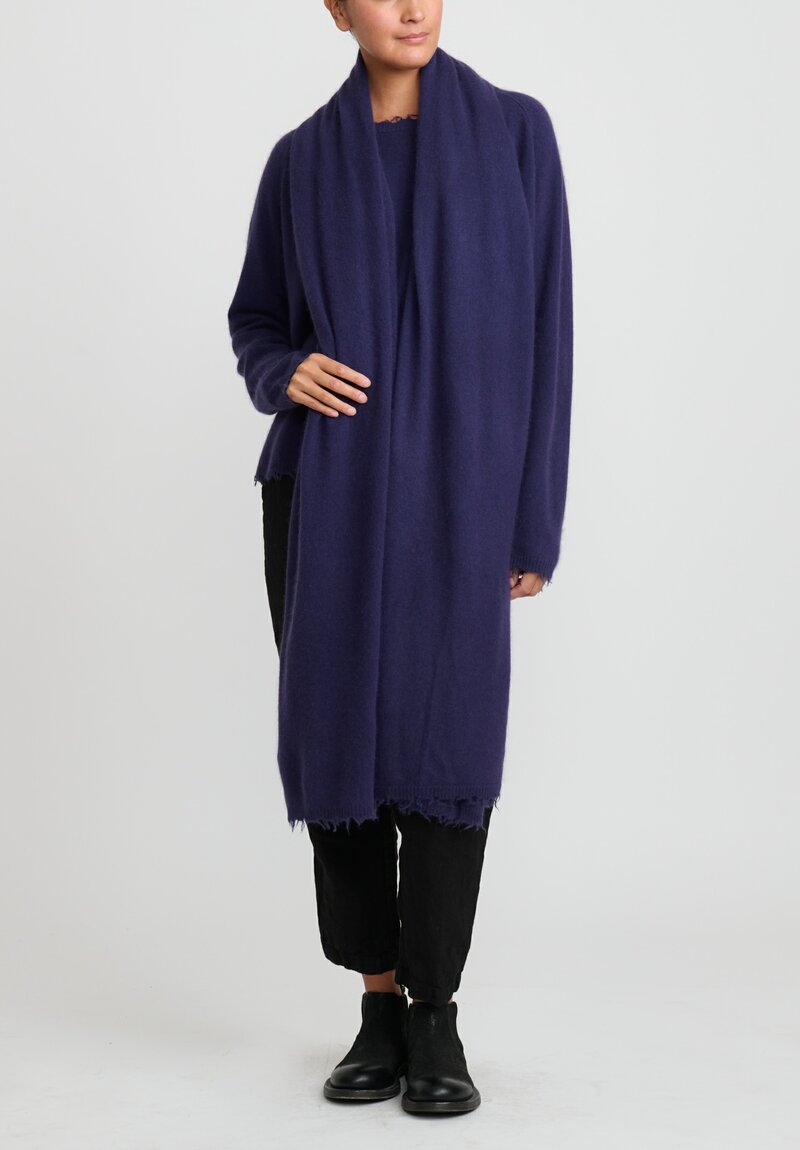 Rundholz Dip Wool and Raccoon Hair Scarf in Purple Grape