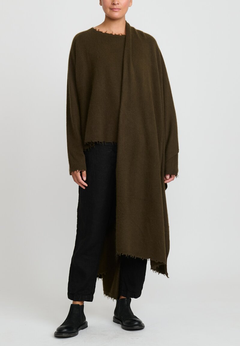 Rundholz Dip Wool and Raccoon Hair Scarf in Khaki Brown