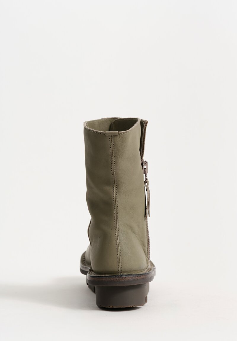 Trippen Leather Deer Ankle Boot in Beton Green	