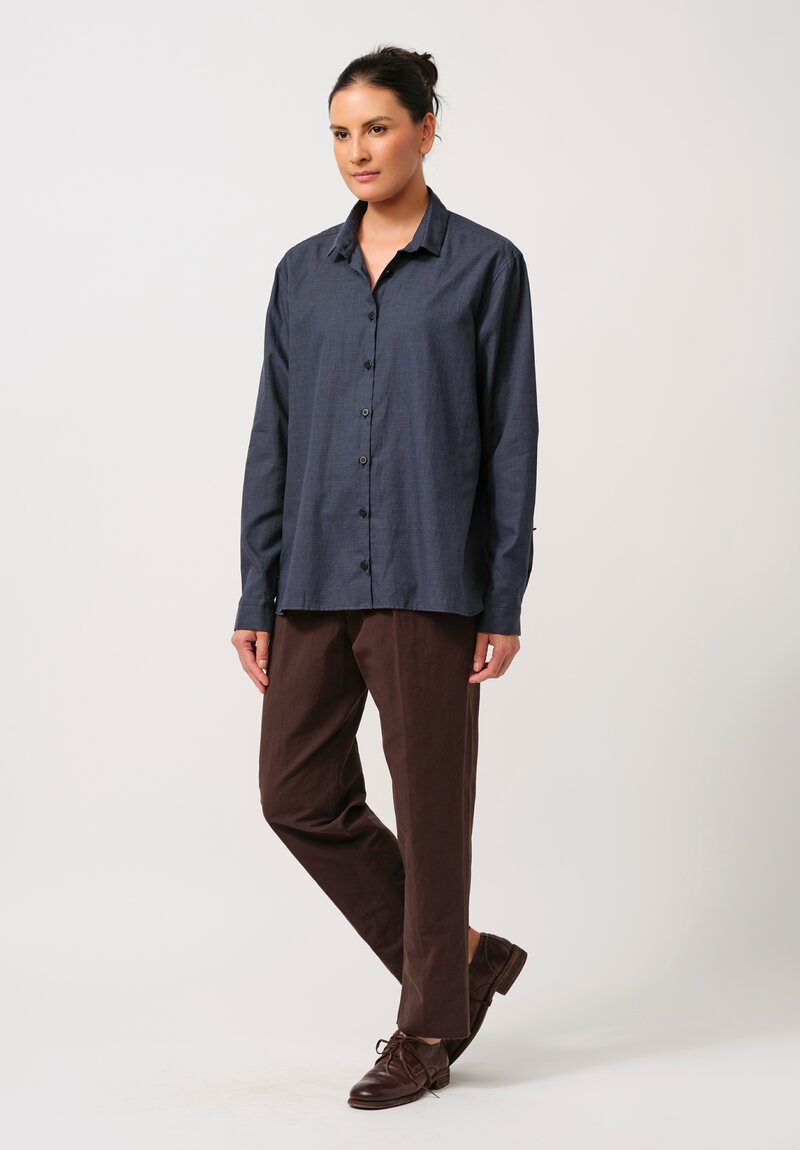 Bergfabel Cotton Loose Tyrol Shirt in Blue Check	