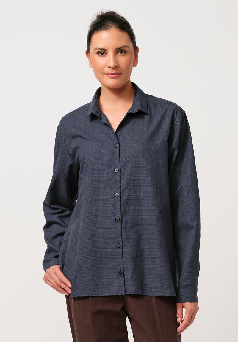 Bergfabel Cotton Loose Tyrol Shirt in Blue Check	