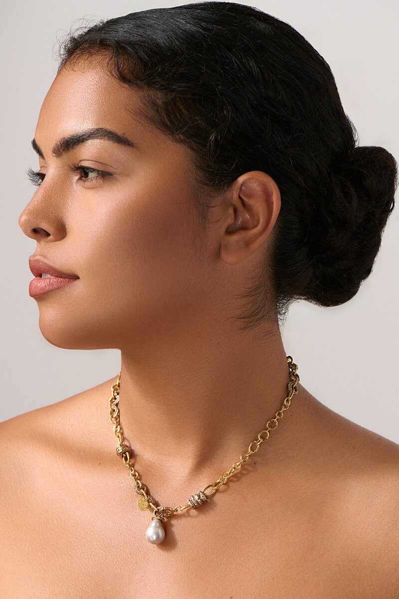 Tovi Farber 18k, Diamond Necklace with Pearl Pendant	