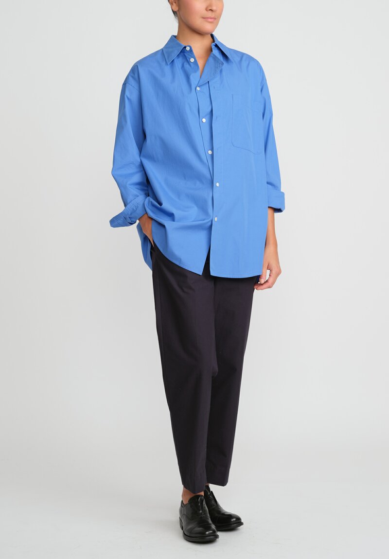 Lemaire Cotton Long Shirt in Cerulean Blue