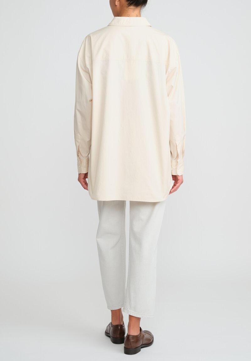 Lemaire Cotton Long Shirt in Light Cream
