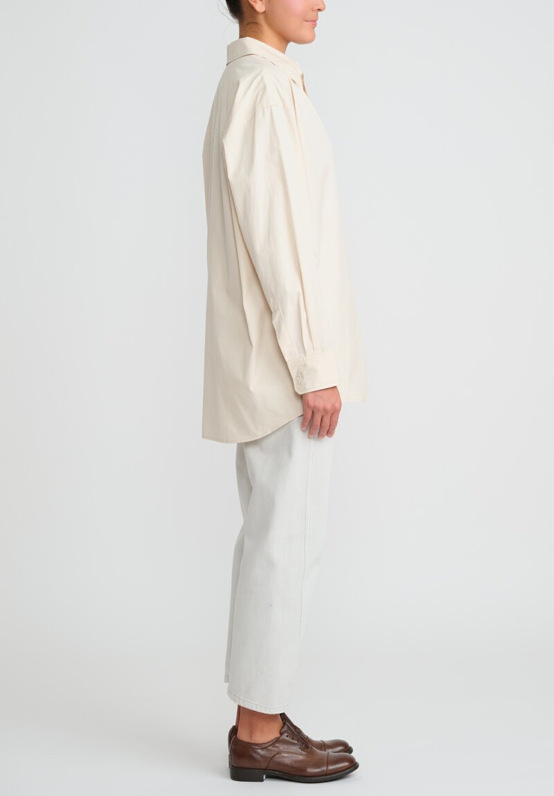 Lemaire Cotton Long Shirt in Light Cream