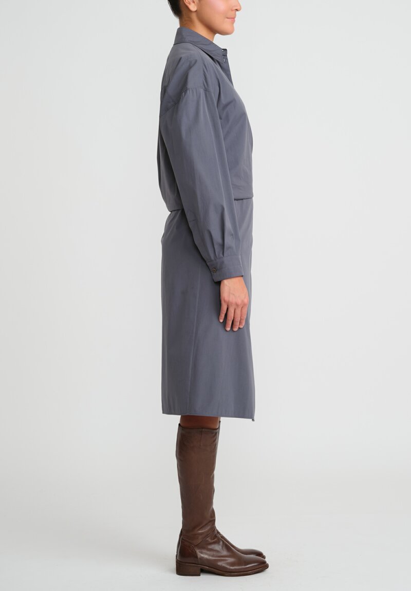 Lemaire Organic Cotton Poplin Twisted Dress in Asphalt Grey