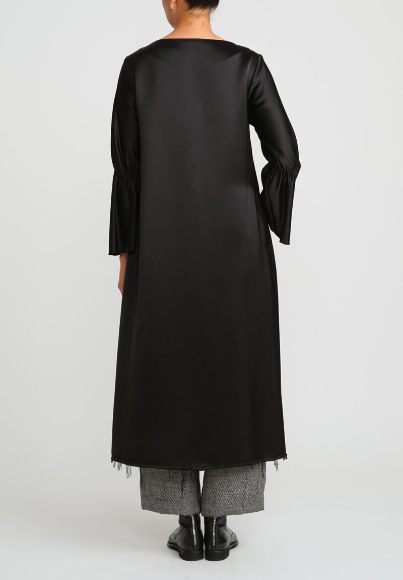 A Tentative Atelier Gathered Sleeve Bishop Dress in Black	