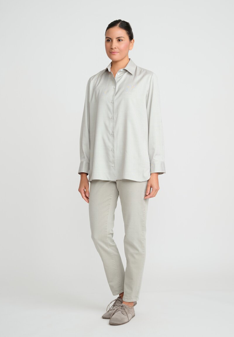 The Row Sisilia Silk Shirt in Rattan Grey
