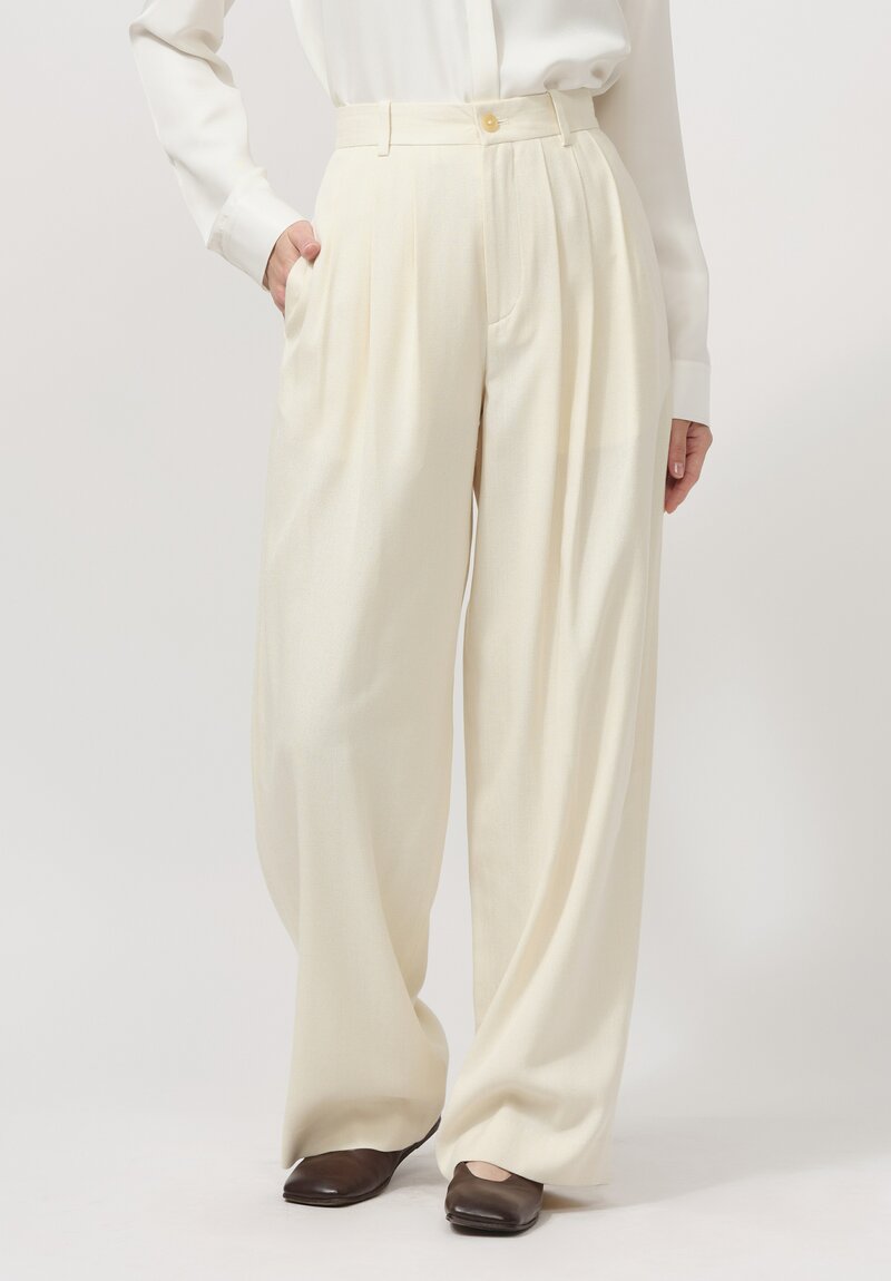 The Row Silk Rufos Pant in Antique Cream	