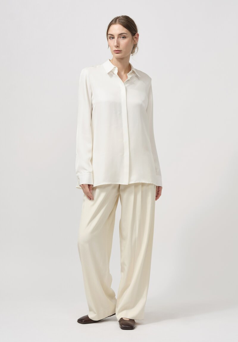 The Row Silk Rufos Pant in Antique Cream	