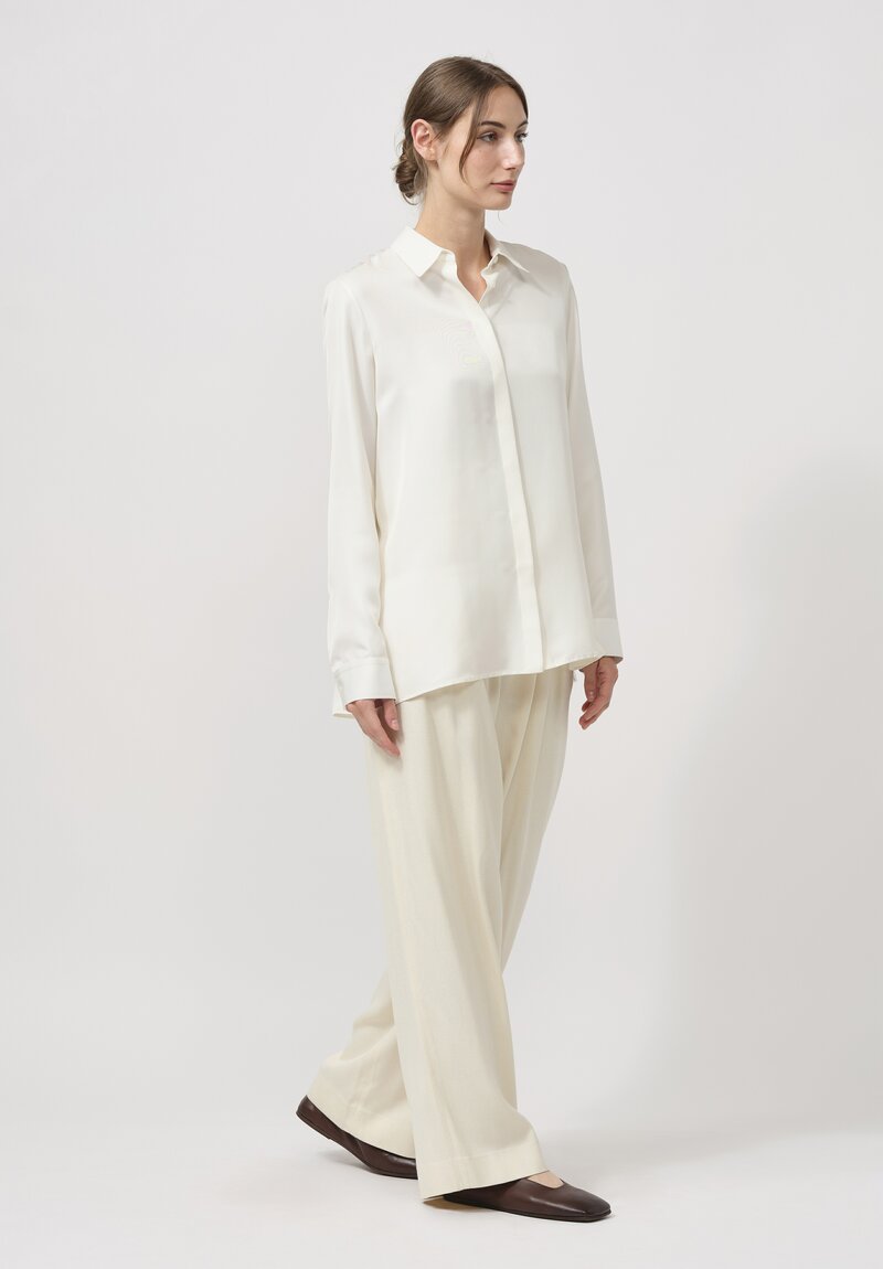 The Row Silk Rufos Pant in Antique Cream	