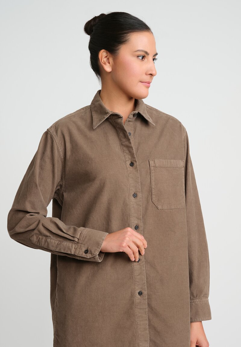 The Row Cotton Corduroy Idro Shirt in Camel Brown