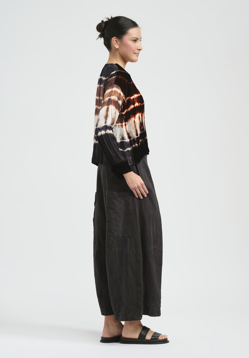 Gilda Midani Pattern Dyed Velvet Gilet Jacket in Chocolate Brown Row