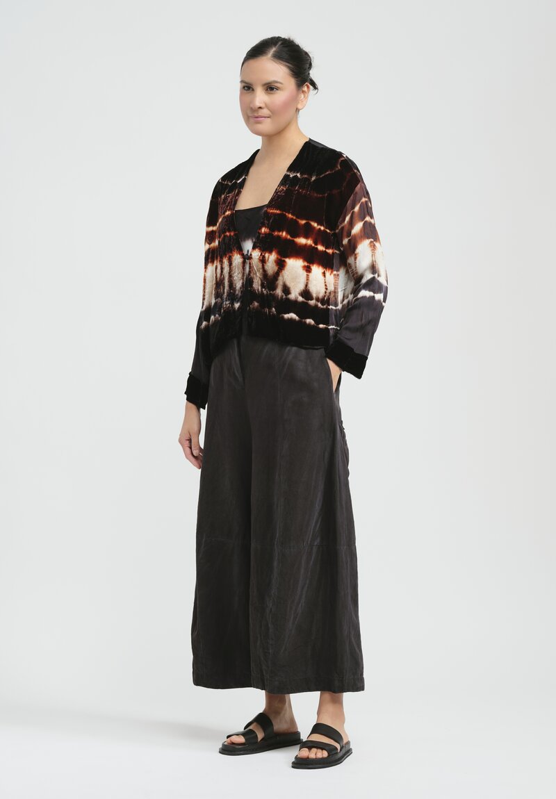 Gilda Midani Pattern Dyed Velvet Gilet Jacket in Chocolate Brown Row