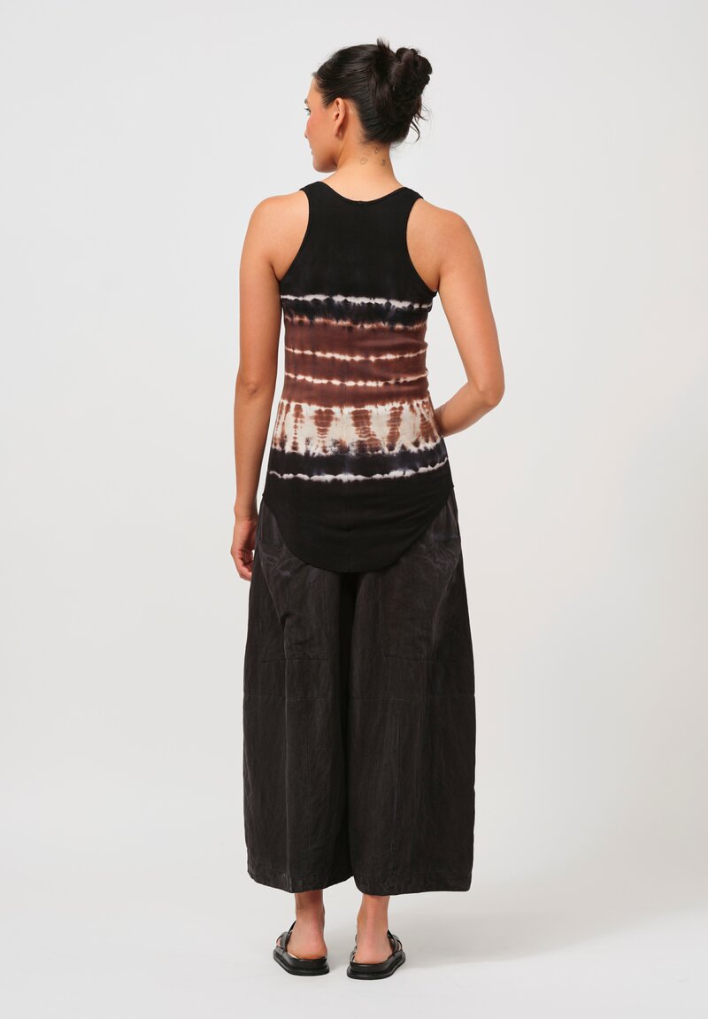 Gilda Midani Cotton Pattern Dyed Tank Top in Chocolate Brown Row	