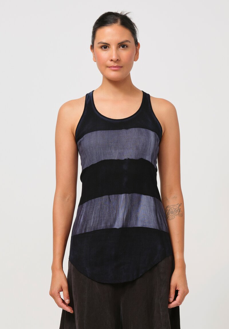 Gilda Midani Cotton Pattern Dyed Tank Top in Indigo & Dress Blue	