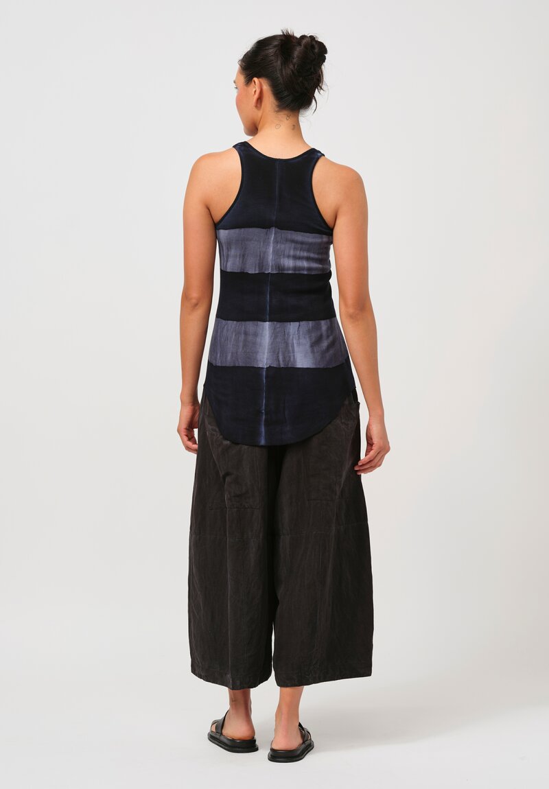 Gilda Midani Cotton Pattern Dyed Tank Top in Indigo & Dress Blue	