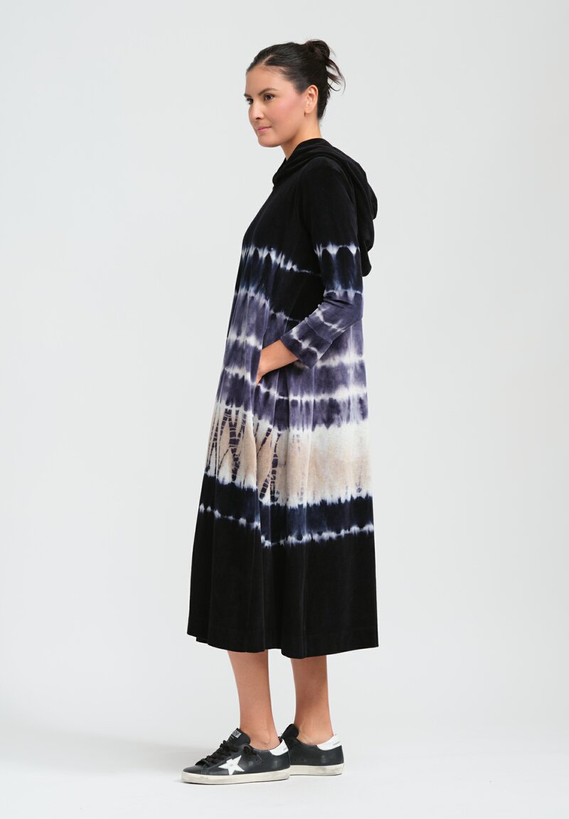 Gilda Midani Pattern Dyed Hooded Maria Dress in Blue Indigo Row