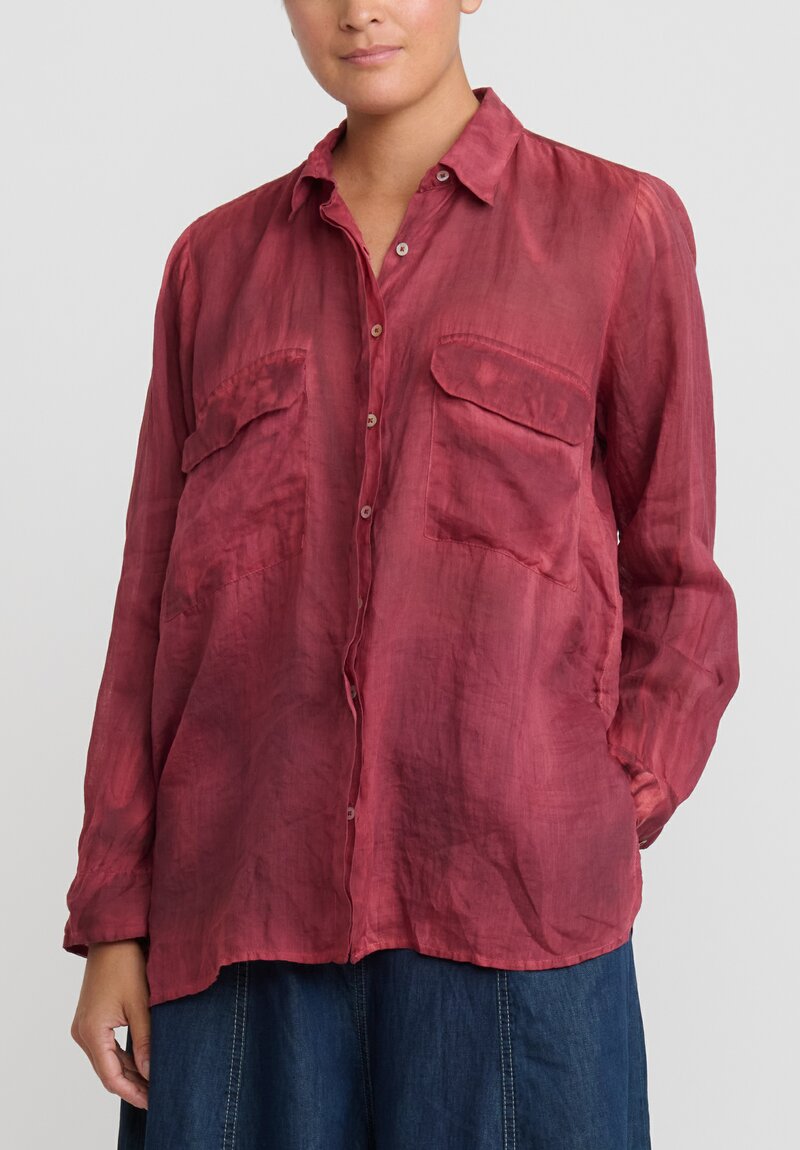 Gilda Midani Linen Blind Shirt in Barn Red