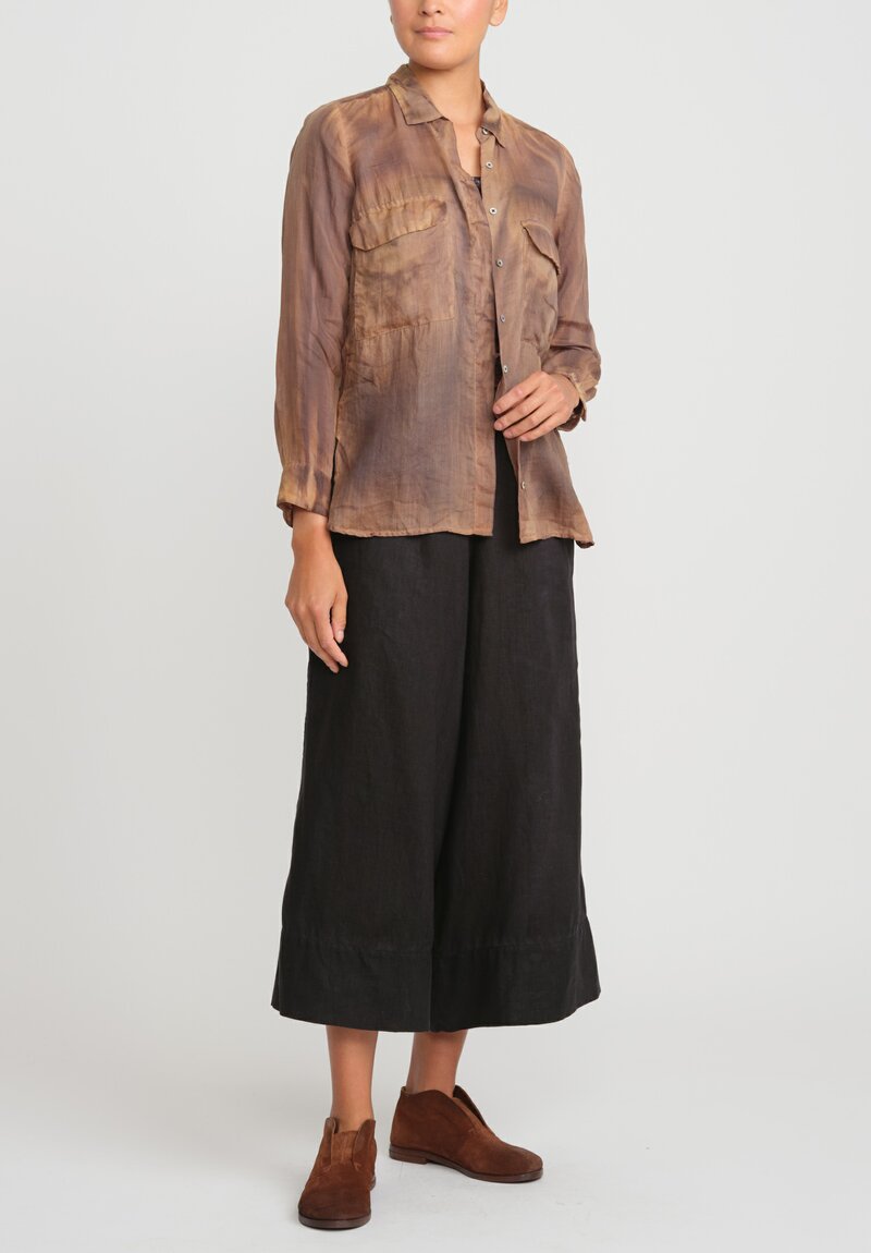 Gilda Midani Linen Blind Shirt in Tobacco Brown
