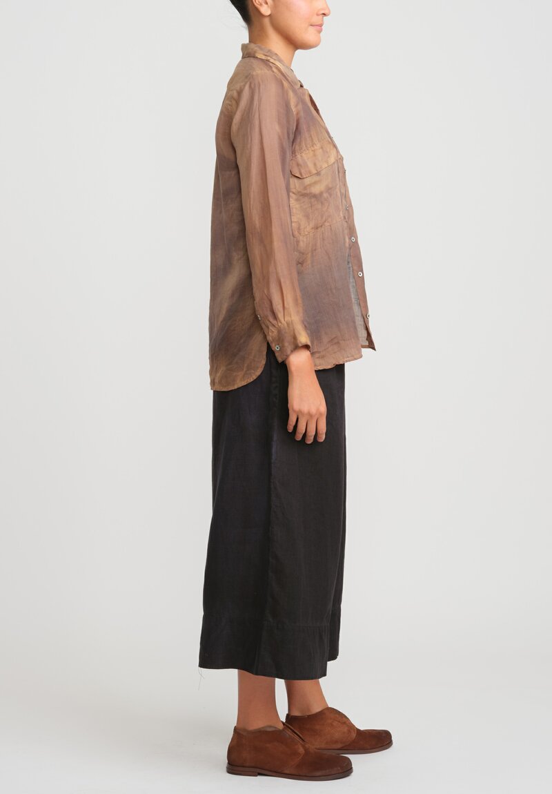 Gilda Midani Linen Blind Shirt in Tobacco Brown
