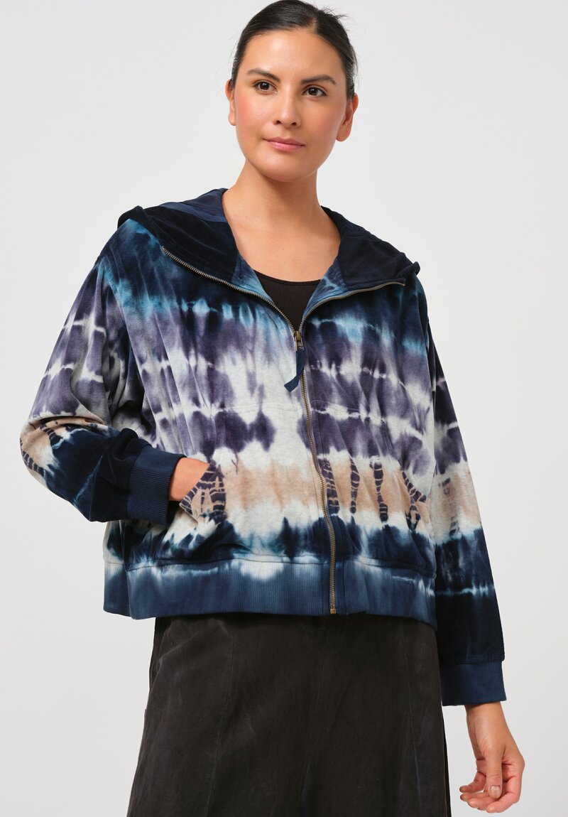 Gilda Midani Pattern Dyed Mini Midani Hoodie in Blue Indigo Row