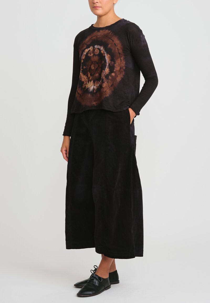 Gilda Midani Pattern Dyed Long Sleeve Trapeze Tee in Fire Ring