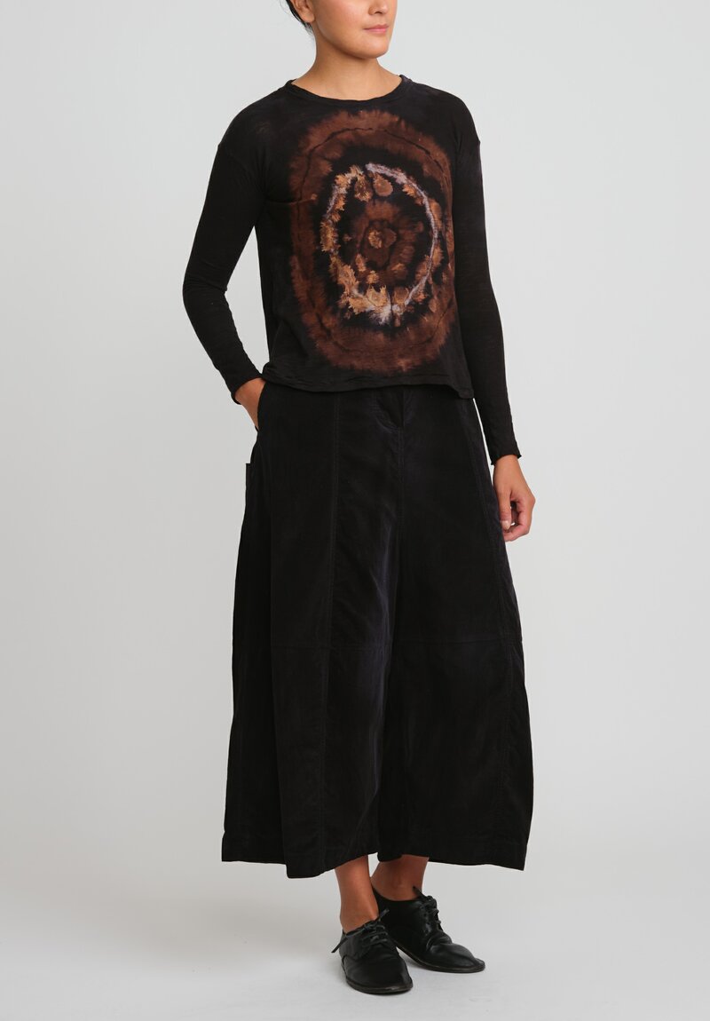 Gilda Midani Pattern Dyed Long Sleeve Trapeze Tee in Fire Ring