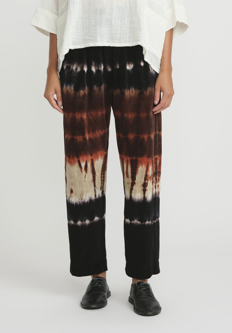 Gilda Midani Pattern Dyed Cotton Pajama Pants in Chocolate Brown Row	