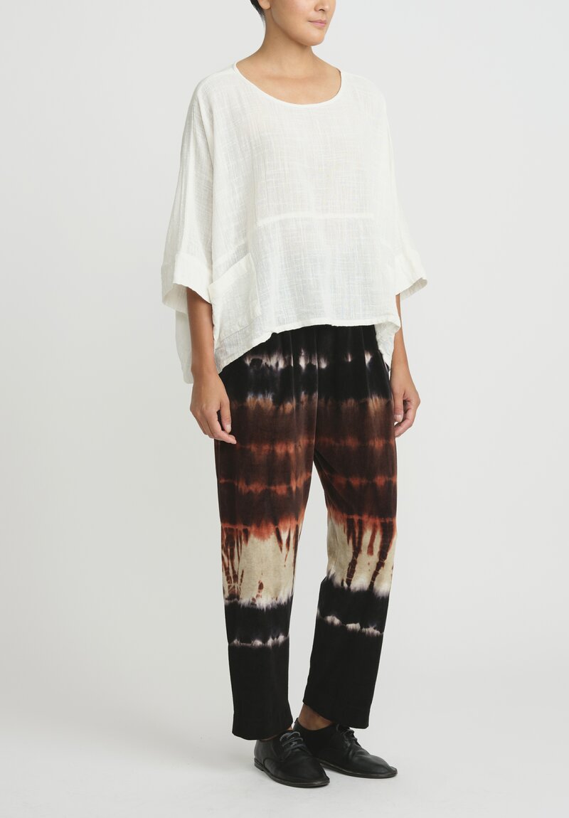 Gilda Midani Pattern Dyed Cotton Pajama Pants in Chocolate Brown Row	