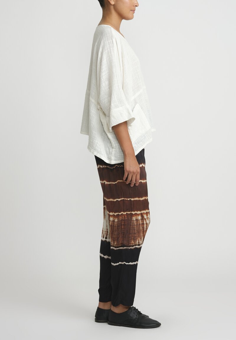 Gilda Midani Pattern Dyed Slim Pajama Pants in Chocolate Brown Row	